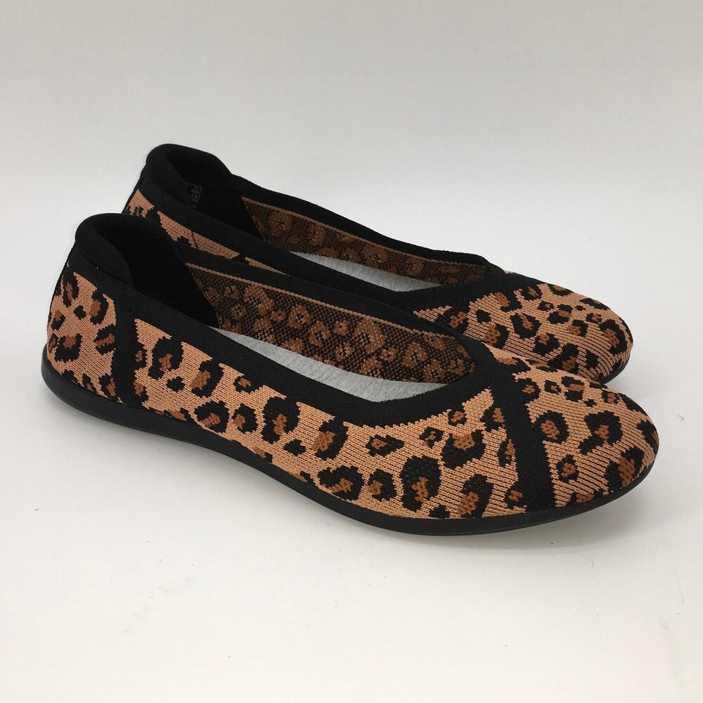 Clarks Cloudsteppers Carly Wish Ballet Flats Shoe Womens 7.5 Brown Leopard Print